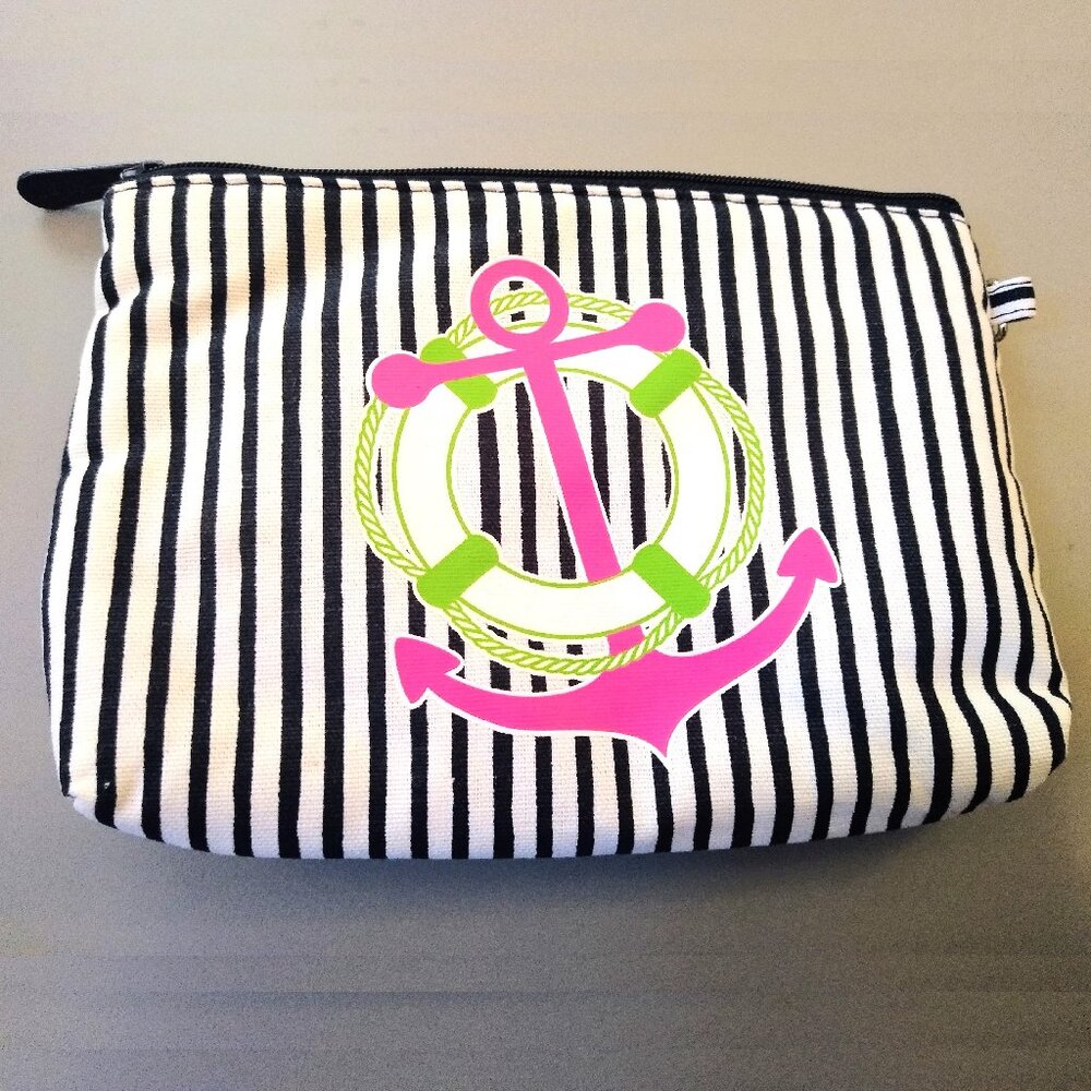 Anchor-Themed Thirty-One Zipper Pouch, Striped